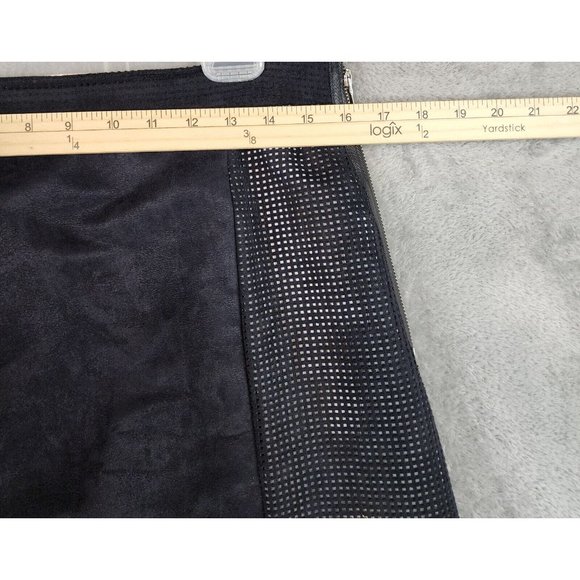 Worthington Skirt Womens 8 Black Faux Suede Mesh Retro A Line Mini - Picture 4 of 8